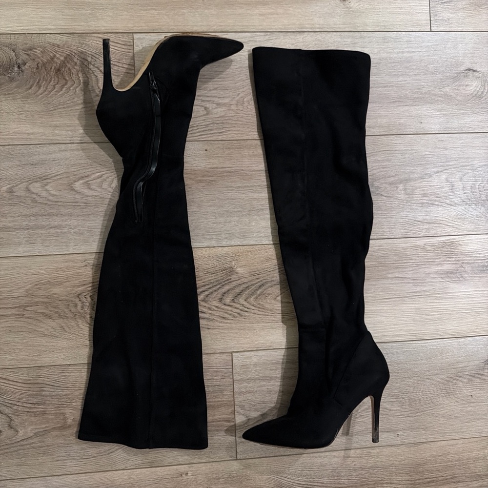 Aldo Black Suede Over-the-Knee Stiletto Boots
